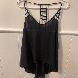 Black Sheer Tank with Cutout Detail